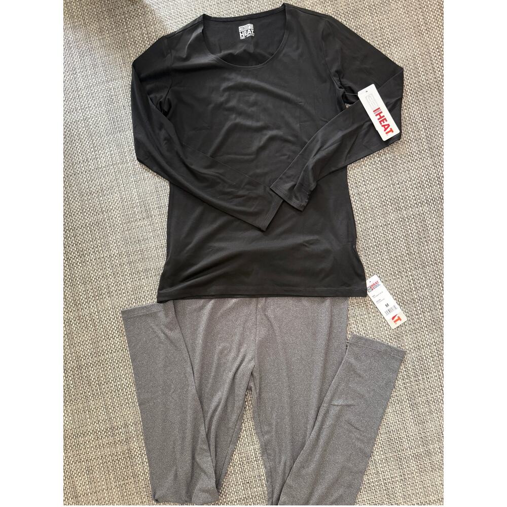 32 DEGREES NWT Lightweight Baselayer Top Midweight Rib Legging Set Black M Snow